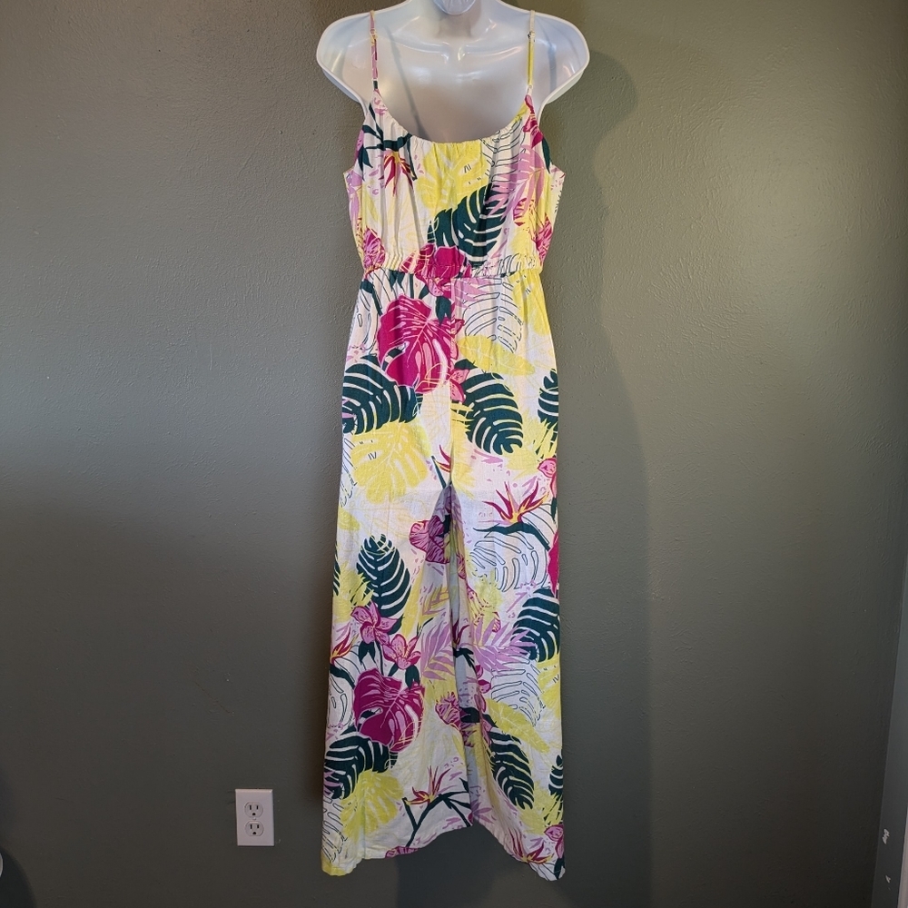 Nicole Miller Wide Leg Tropical Print Jumpsuit Romper NWOT Size S - Picture 3 of 7